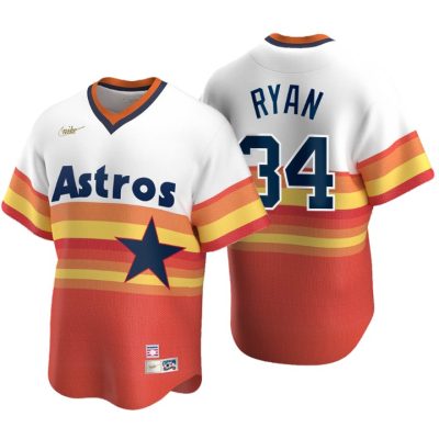 Houston Astros Nolan Ryan White Orange Cooperstown Collection Home Jersey