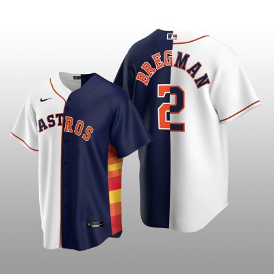 Houston Astros Split Jersey Alex Bregman White-Navy Replica