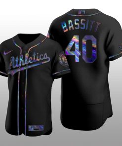 Iridescent Logo Oakland Athletics Chris Bassitt Holographic Limited Black Authentic Jersey