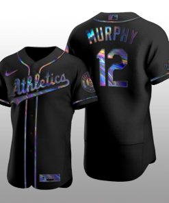 Iridescent Logo Oakland Athletics Sean Murphy Holographic Limited Black Authentic Jersey