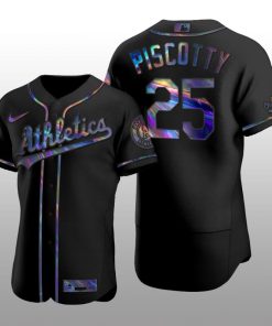 Iridescent Logo Oakland Athletics Stephen Piscotty Holographic Limited Black Authentic Jersey