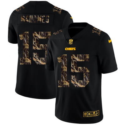 Kansas City Chiefs #15 Patrick Mahomes Black Nike Flocked Lightning Vapor Limited NFL Jersey