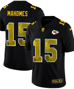 Kansas City Chiefs #15 Patrick Mahomes Black Nike Golden Sequin Vapor Limited NFL Jersey