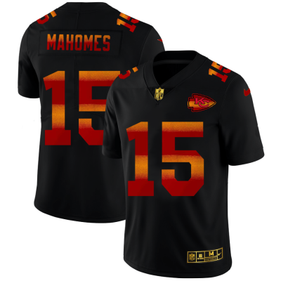 Kansas City Chiefs #15 Patrick Mahomes Black Nike Red Orange Stripe Vapor Limited NFL Jersey
