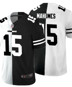 Kansas City Chiefs #15 Patrick Mahomes Black V White Peace Split Nike Vapor Untouchable Limited NFL Jersey