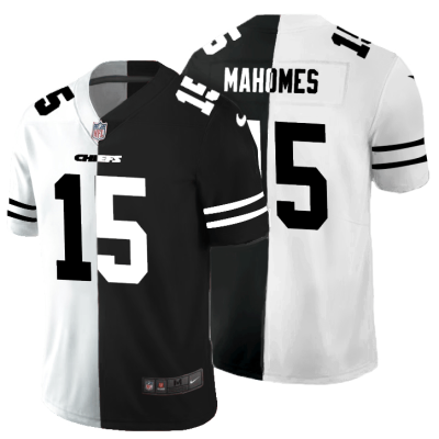 Kansas City Chiefs #15 Patrick Mahomes Black V White Peace Split Nike Vapor Untouchable Limited NFL Jersey