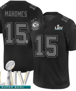 Kansas City Chiefs #15 Patrick Mahomes Nike Black Super Bowl LIV 2020 2019 Salute To Service Limited Stitched NFL Jersey