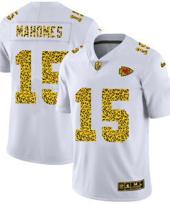 Kansas City Chiefs #15 Patrick Mahomes Nike Flocked Leopard Print Vapor Limited NFL Jersey White