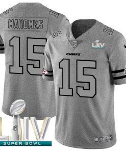 Kansas City Chiefs #15 Patrick Mahomes Nike Gray Super Bowl LIV 2020 Gridiron II Vapor Untouchable Limited NFL Jersey