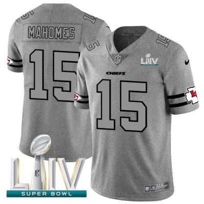 Kansas City Chiefs #15 Patrick Mahomes Nike Gray Super Bowl LIV 2020 Gridiron II Vapor Untouchable Limited NFL Jersey