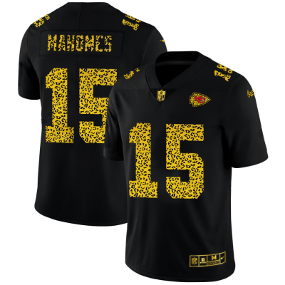 Kansas City Chiefs #15 Patrick Mahomes Nike Leopard Print Fashion Vapor Limited NFL Jersey Black