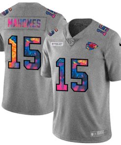 Kansas City Chiefs #15 Patrick Mahomes Nike Multi-Color 2020 NFL Crucial Catch NFL Jersey Greyheather