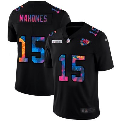 Kansas City Chiefs #15 Patrick Mahomes Nike Multi-Color Black 2020 NFL Crucial Catch Vapor Untouchable Limited Jersey