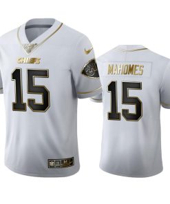 Kansas City Chiefs #15 Patrick Mahomes Nike White Golden Edition Vapor Limited NFL 100 Jersey