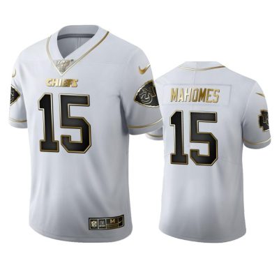 Kansas City Chiefs #15 Patrick Mahomes Nike White Golden Edition Vapor Limited NFL 100 Jersey