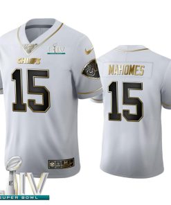 Kansas City Chiefs #15 Patrick Mahomes Nike White Golden Super Bowl LIV 2020 Edition Vapor Limited NFL 100 Jersey