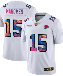 Kansas City Chiefs #15 Patrick Mahomes White Nike Multi-Color 2020 NFL Crucial Catch Limited NFL Jersey