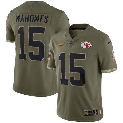 Kansas City Chiefs #15 Patrick Mahomes Nike 2022 Salute To Service Limited Jersey - Olive
