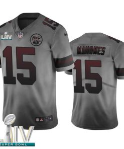 Kansas City Chiefs #15 Patrick Mahomes Smoky Gray Super Bowl LIV 2020 Nike Vapor Limited City Edition NFL Jersey