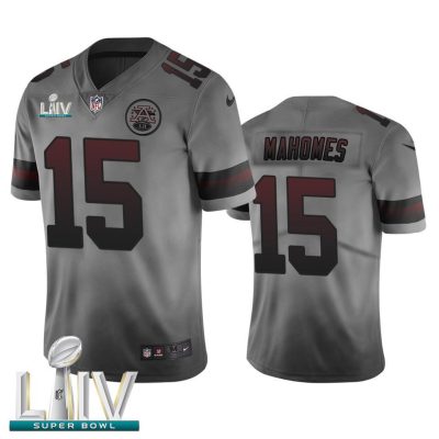 Kansas City Chiefs #15 Patrick Mahomes Smoky Gray Super Bowl LIV 2020 Nike Vapor Limited City Edition NFL Jersey