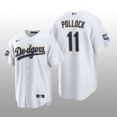 LA Dodgers Gold Program A.J. Pollock White Gold Replica Jersey