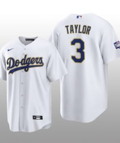 LA Dodgers 2021 Gold Program Chris Taylor White Gold Replica Jersey
