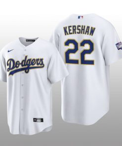 LA Dodgers 2021 Gold Program Clayton Kershaw White Gold Replica Jersey