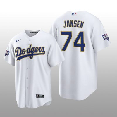 LA Dodgers Gold Program Kenley Jansen White Gold Replica Jersey