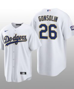 LA Dodgers 2021 Gold Program Tony Gonsolin White Gold Replica Jersey