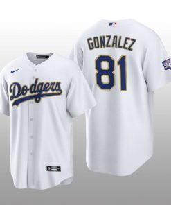 LA Dodgers 2021 Gold Program Victor Gonzalez White Gold Replica Jersey
