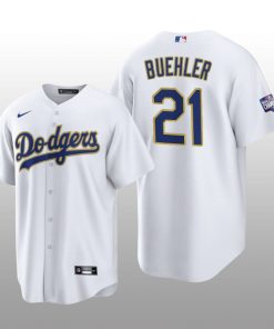 LA Dodgers 2021 Gold Program Walker Buehler White Gold Replica Jersey