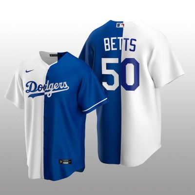 Los Angeles Dodgers Replica Jersey White-Royal Split Mookie Betts