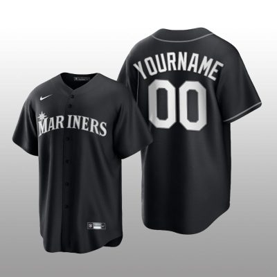 Mariners Custom All Black Fashion Serise Replica Jersey Black White