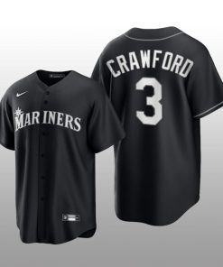 Mariners J.P. Crawford 2021 All Black Fashion Serise Replica Jersey Black White
