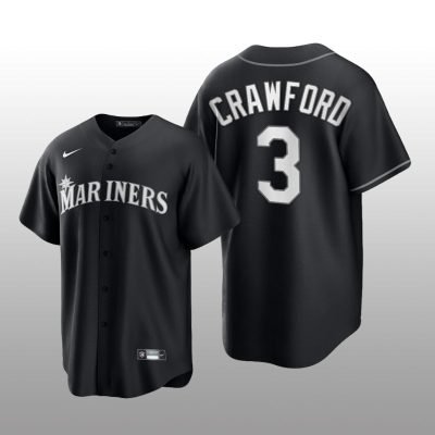 Mariners J.P. Crawford All Black Fashion Serise Replica Jersey Black White