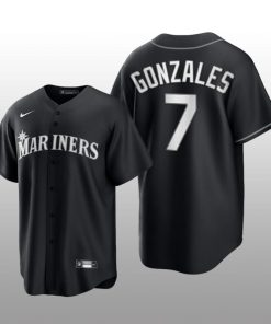 Mariners Marco Gonzales 2021 All Black Fashion Serise Replica Jersey Black White