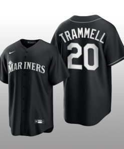 Mariners Taylor Trammell 2021 All Black Fashion Serise Replica Jersey Black White