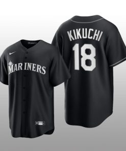 Mariners Yusei Kikuchi 2021 All Black Fashion Serise Replica Jersey Black White