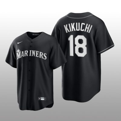 Mariners Yusei Kikuchi All Black Fashion Serise Replica Jersey Black White