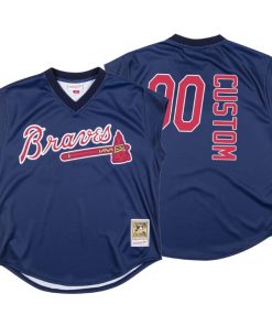 Men Atlanta Braves Navy 1999 Turn Ahead The Clock Custom Jersey