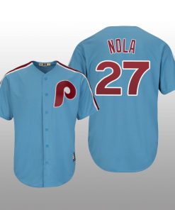 Men's Aaron Nola Philadelphia Phillies Light Blue Cool Base Cooperstown Player Jersey