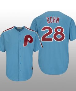Men's Alec Bohm Philadelphia Phillies Light Blue Cool Base Cooperstown Player Jersey