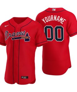 Men's Atlanta Braves Custom Red Authentic 2020 Alternate Jersey