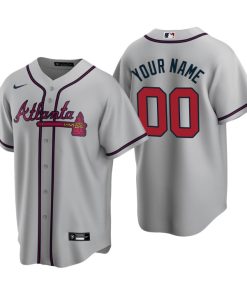 Men's Atlanta Braves Gray Replica 2020 Road Custom Jersey