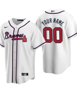 Men's Atlanta Braves White Replica 2020 Home Custom Jersey