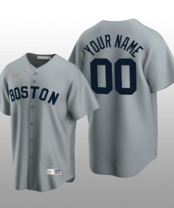 Men's Boston Red Sox Custom Gray Cooperstown Collection Road Jersey
