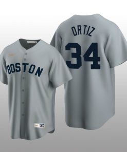 Men's Boston Red Sox David Ortiz Gray Cooperstown Collection Road Jersey