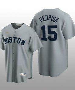 Men's Boston Red Sox Dustin Pedroia Gray Cooperstown Collection Road Jersey