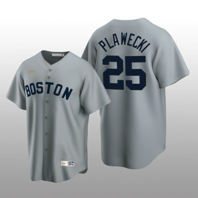 Men's Boston Red Sox Kevin Plawecki Gray Cooperstown Collection Road Jersey