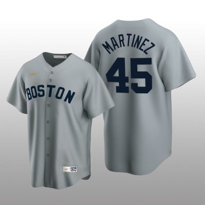 Men's Boston Red Sox Pedro Martinez Gray Cooperstown Collection Road Jersey